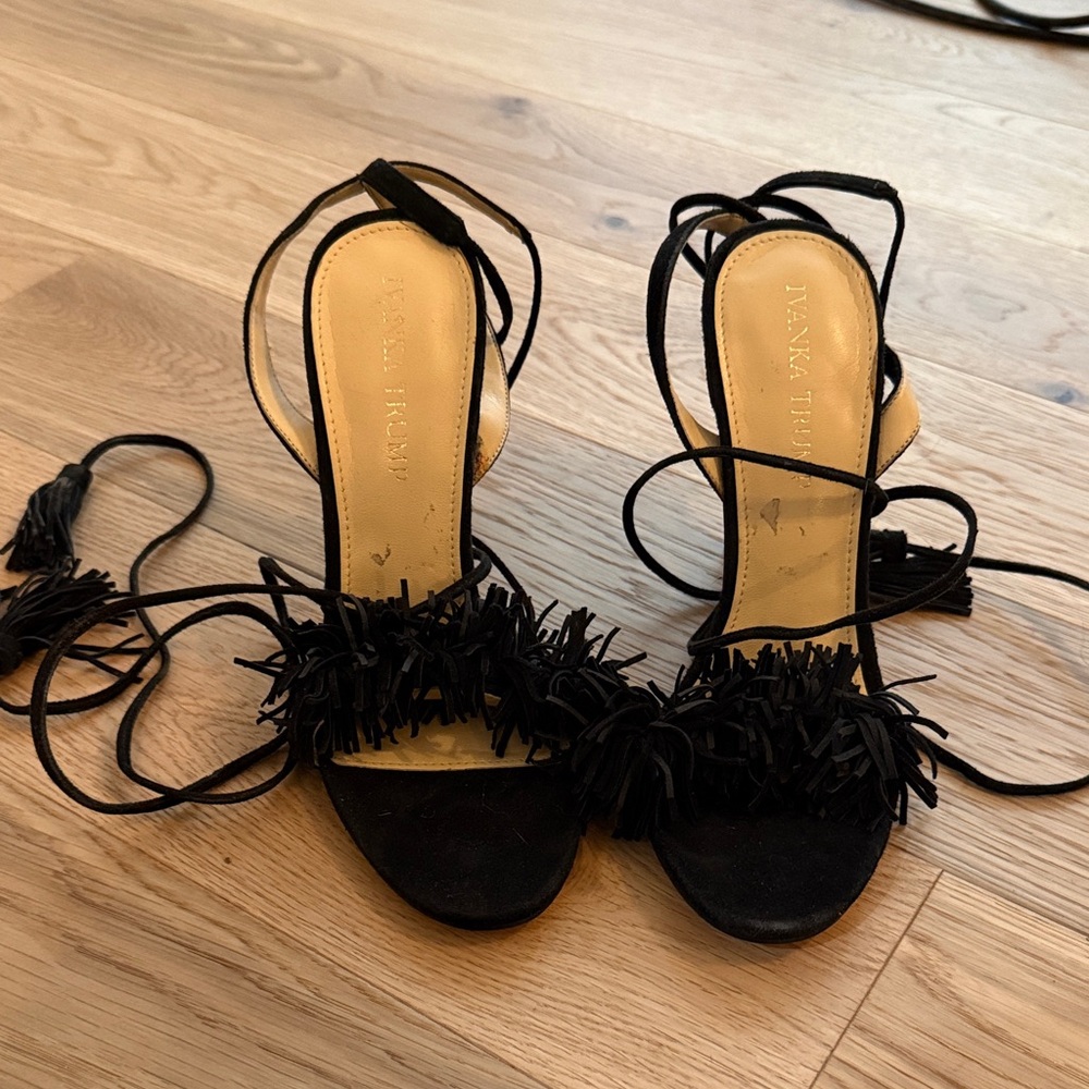 Ivanka Trump Black Fringe Heels